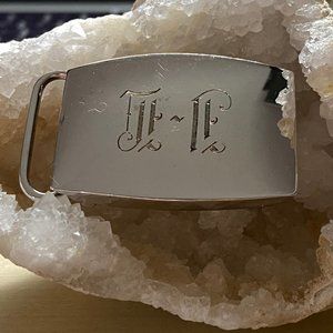 Sterling Silver Belt Buckle Engraved/Monogrammed Script M.E.?